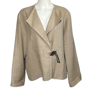 Caroline Rose XL 100% Linen Jacket Lagenlook Art To Wear Made USA